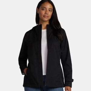 Time & Tru Hooded Rain Jacket‎ Large (12-14) Black Waterproof Anorak NWT